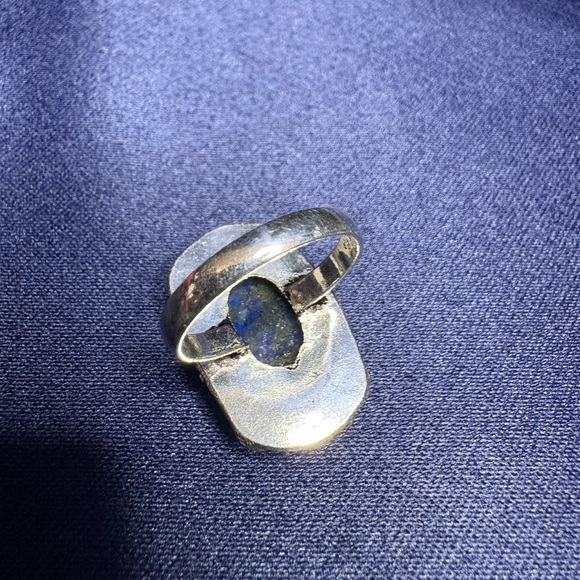 Ring 925 Sterling Silver Lapis Blue Intricate Setting - Picture 7 of 8